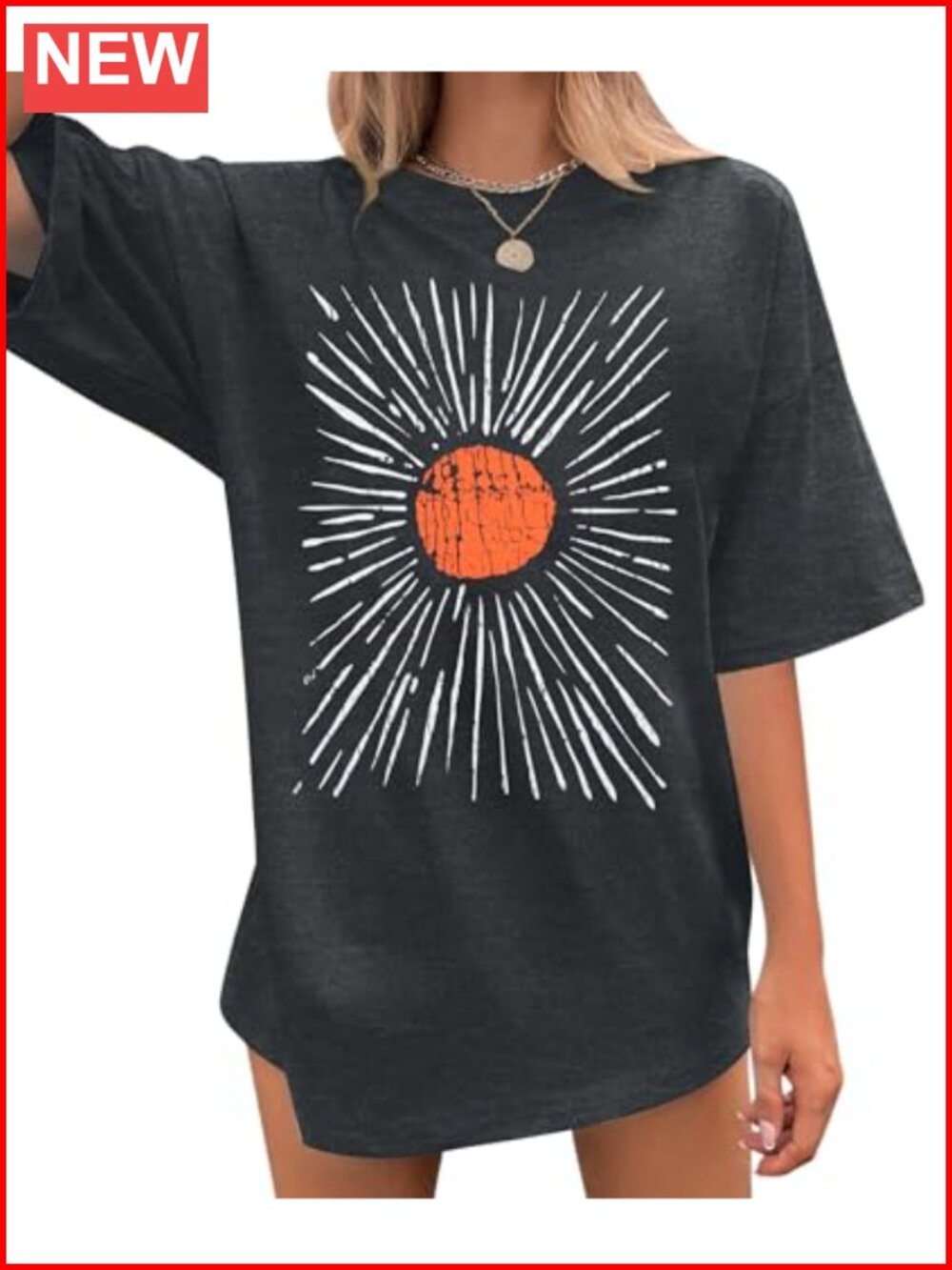 Boho Graphic Tee Oversized Distressed Cotton Blend T-Shirt